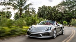 2016 Porsche Boxster Spyder front side 3-4 on road