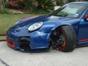 Porsche 911 GT3 RS wrecked, driven house, wrecked further