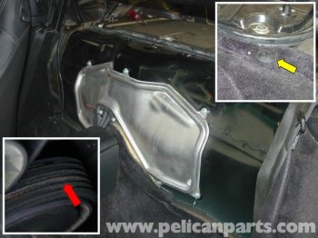 The drive gear in the Boxster is accessible through a pitfall door compartment address that's found behind the seats.