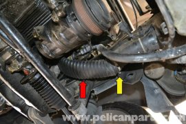 Discover a cooling tube through the left front associated with automobile to your rear of the alternator (red arrow).