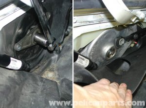 to eliminate the convertible top transmission, start with removing the boomerang-shaped lever (remaining image).